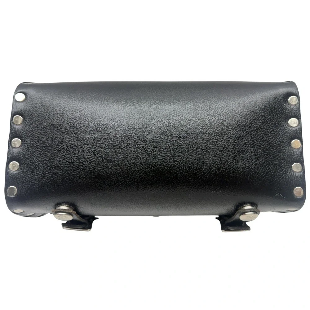 Harley-Davidson Black Leather Barrel Bag Purse Handbag w/ Shoulder Strap
